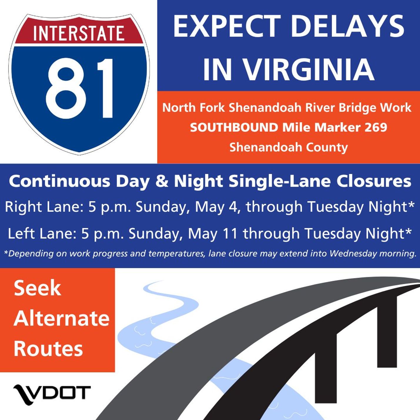 TRAFFIC ALERT-VDOT Bridge Project at Exit 269 | New Market VA