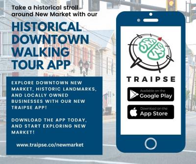 Infographic about the new Traipse app for the historic downtown walking tour