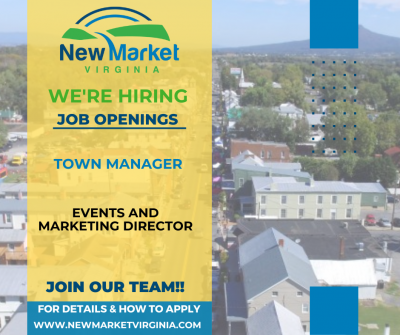 a graphic that shows the current jobs available, which are the Town Manager and the Events and Marketing Director