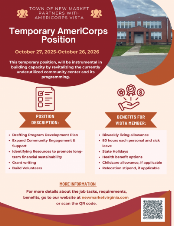 Flyer with some detailed information about the Temporary AmeriCorps VISTA position